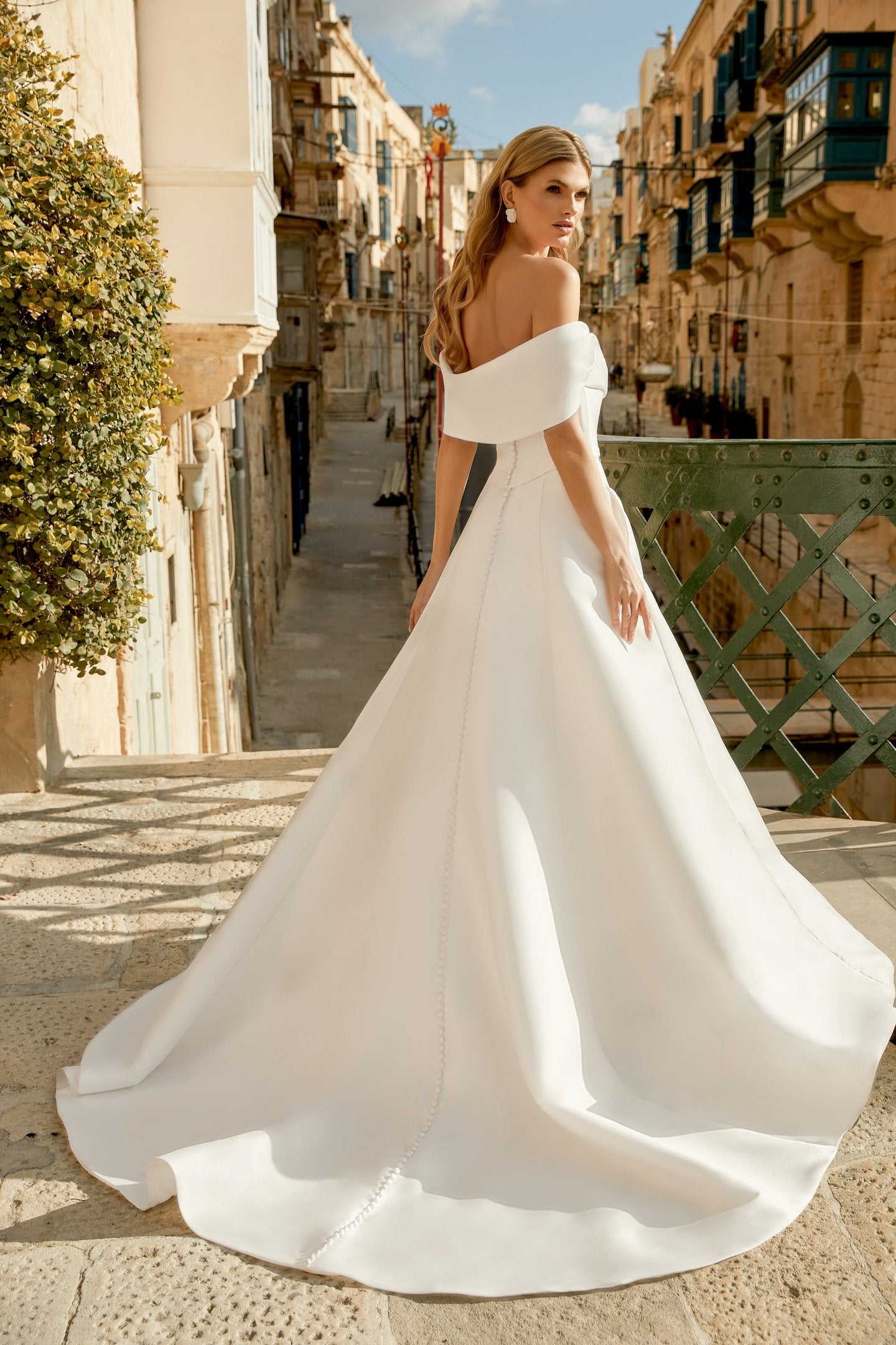 Mikado Strapless Corseted Bodice with A-Line Skirt