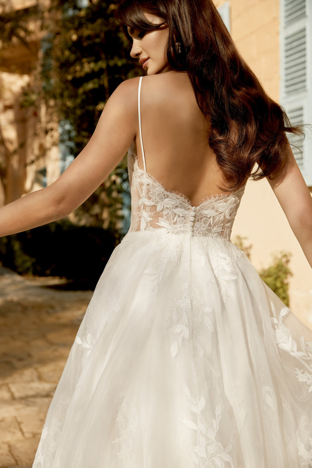 Organza A-Line Gown Adorned with Sequin Embroidered Lace