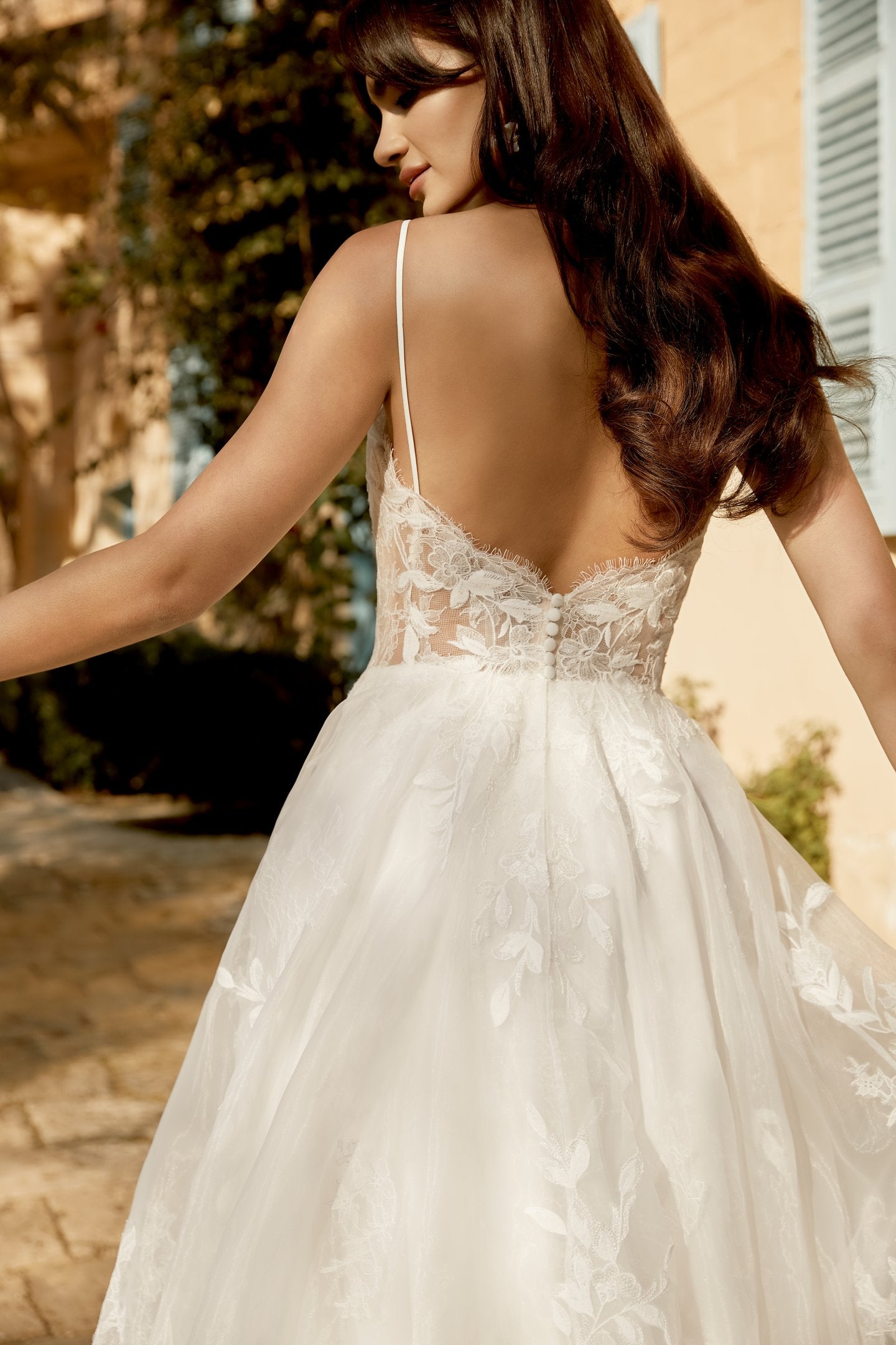 Organza A-Line Gown Adorned with Sequin Embroidered Lace
