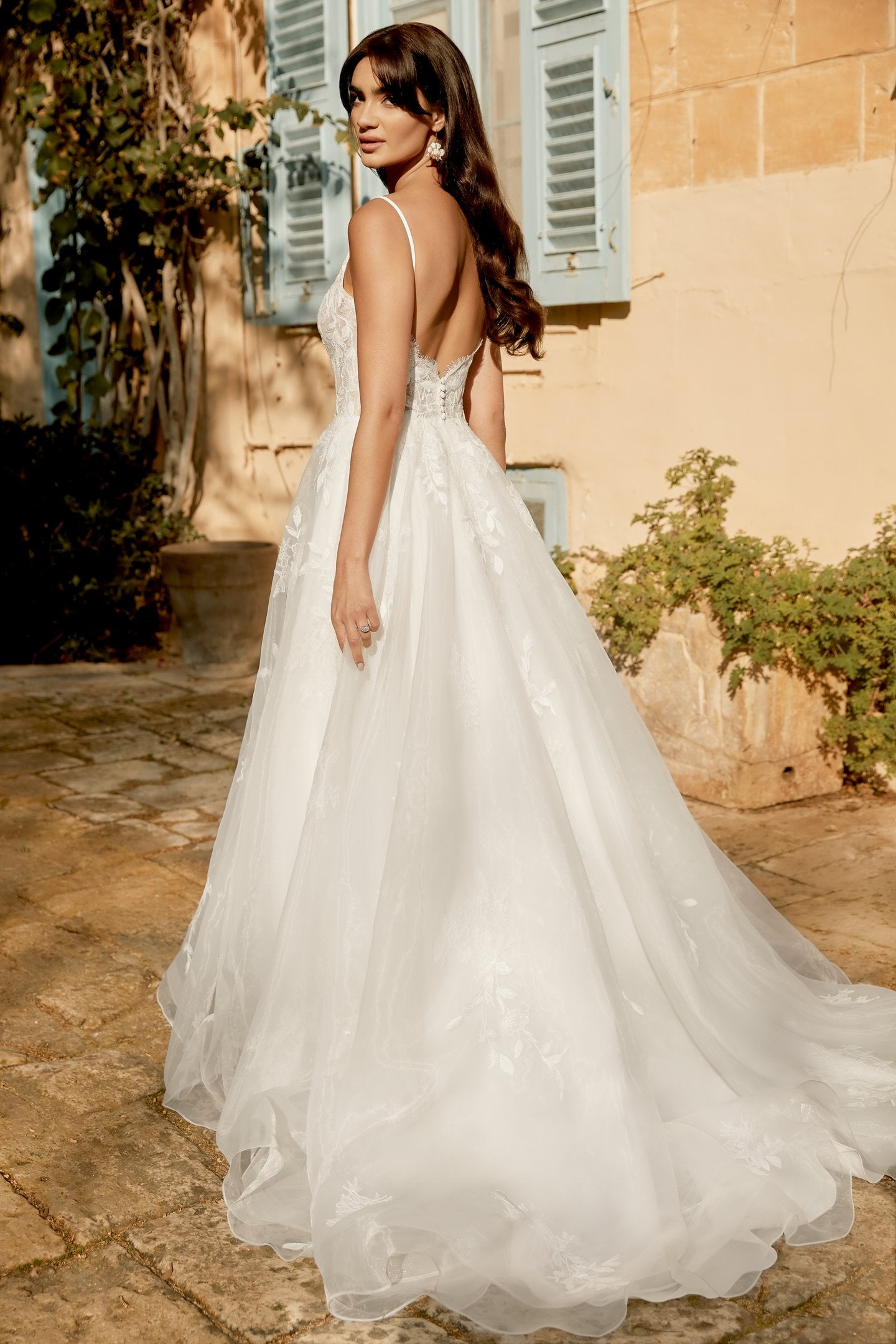 Organza A-Line Gown Adorned with Sequin Embroidered Lace
