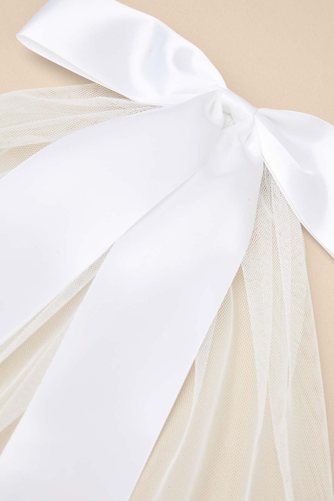 Ellia White Satin Tulle Layered Bow Hair Barrette