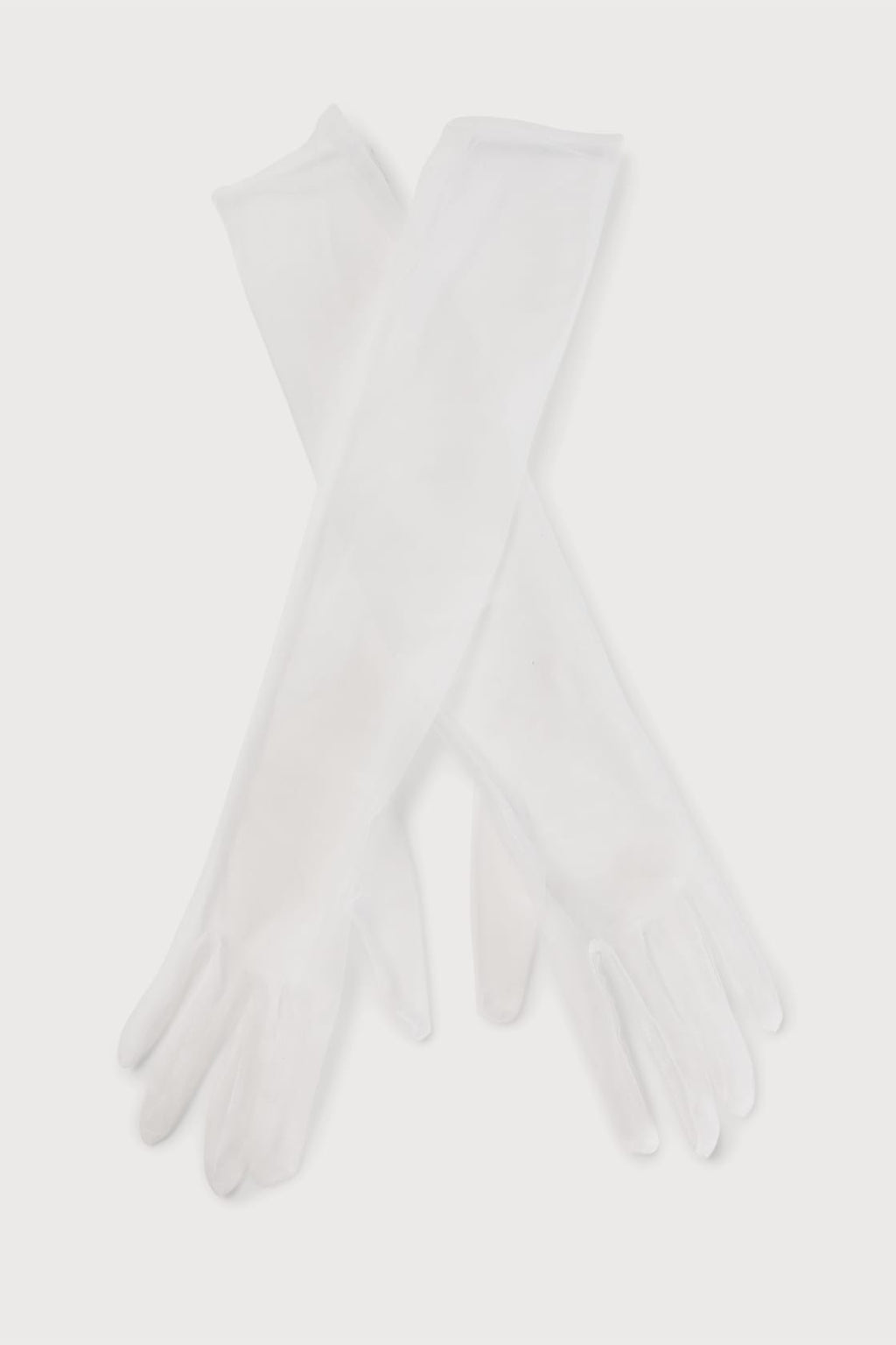 Loving Touch White Sheer Tulle Elbow-Length Gloves