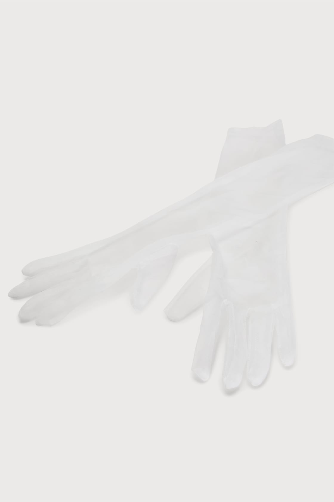 Loving Touch White Sheer Tulle Elbow-Length Gloves