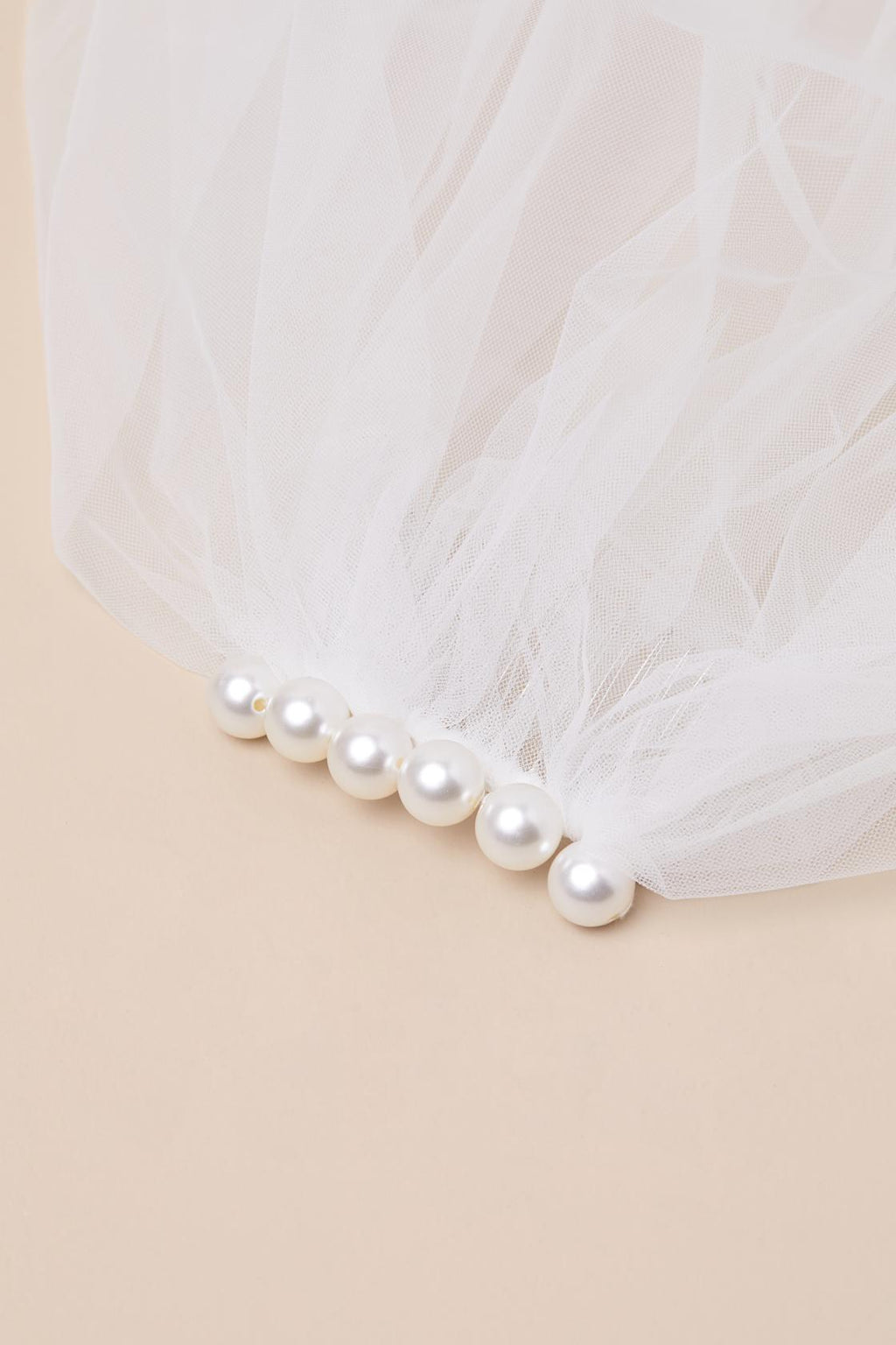 Unconditional White Tulle Pearl Layered Veil